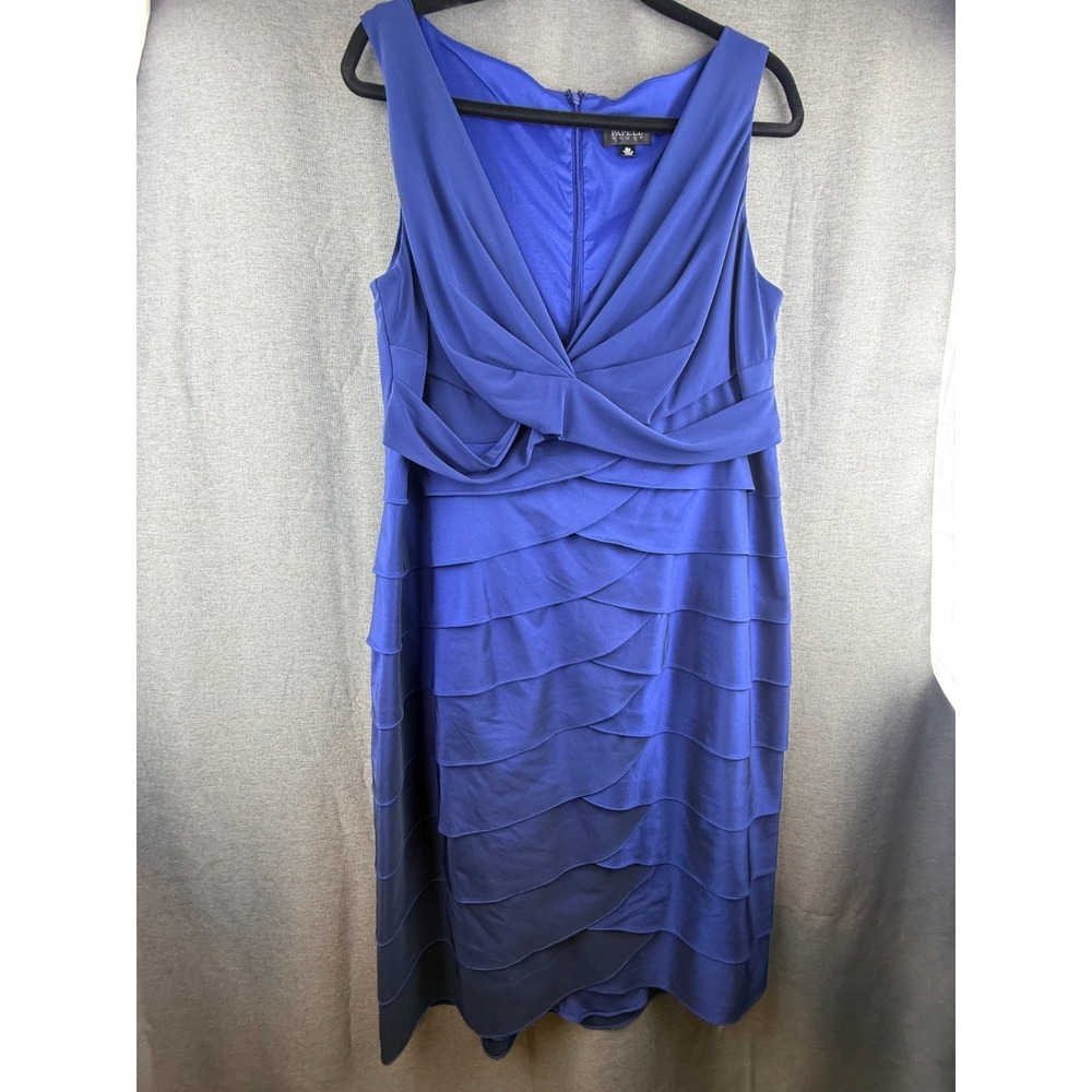Adrianna Papell Woman Royal Blue Tiered Ruffle Sheath Dress V-Neck Size 16W